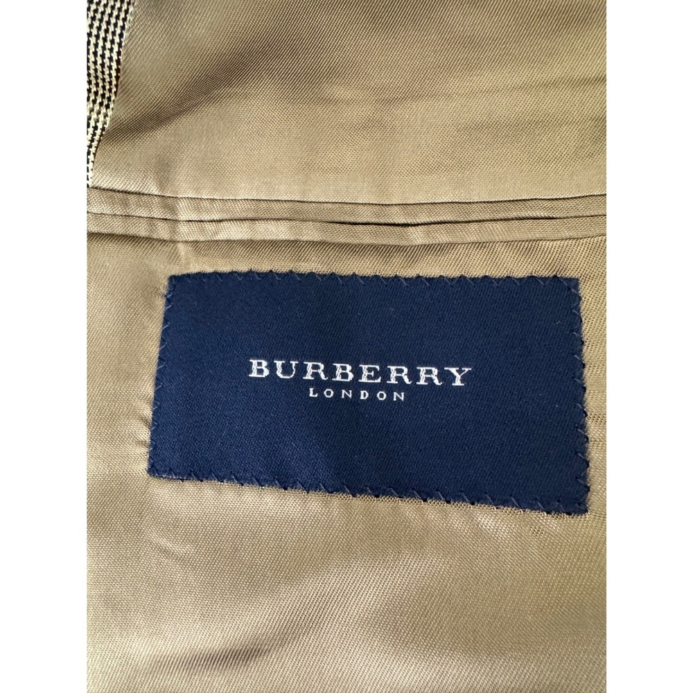 Burberry London Silk/Wool Blazer 40R tag (measures 44R) Tan/Yellow Plaid - Picture 7 of 12